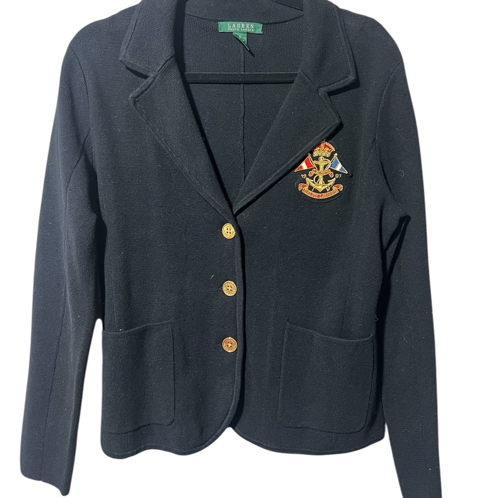 Ralph Lauren Black Knit Blazer large 100% cotton